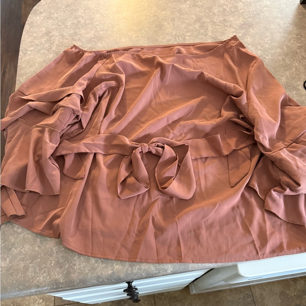 SHEIN Ruffled Brown Blouse